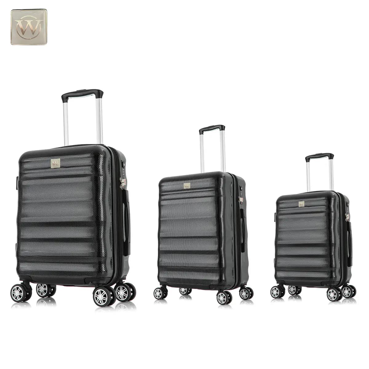 סט 3 מזוודות קשיחות 20+24+28" – גלגלים 360° | Wolman